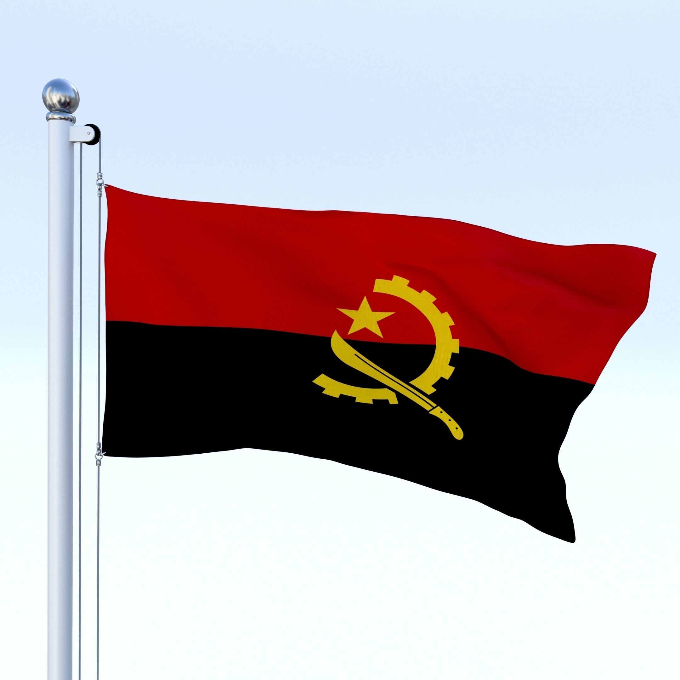 Animated Angola Flag Low-poly 3D model_5