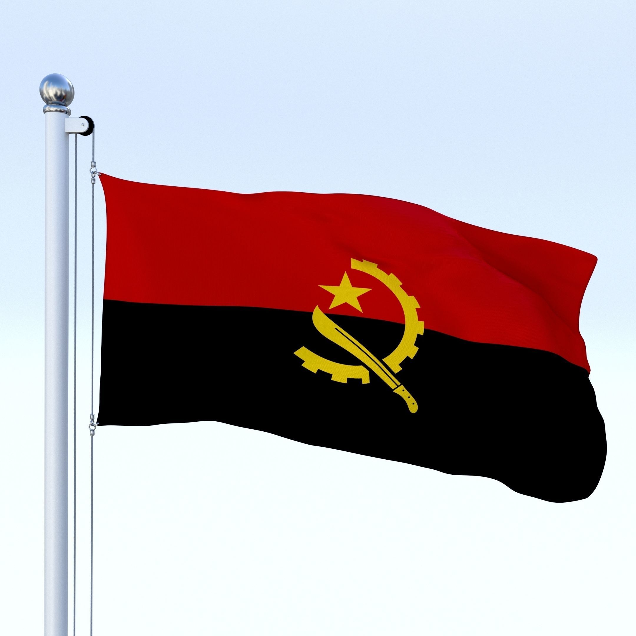Animated Angola Flag Low-poly 3D model_24