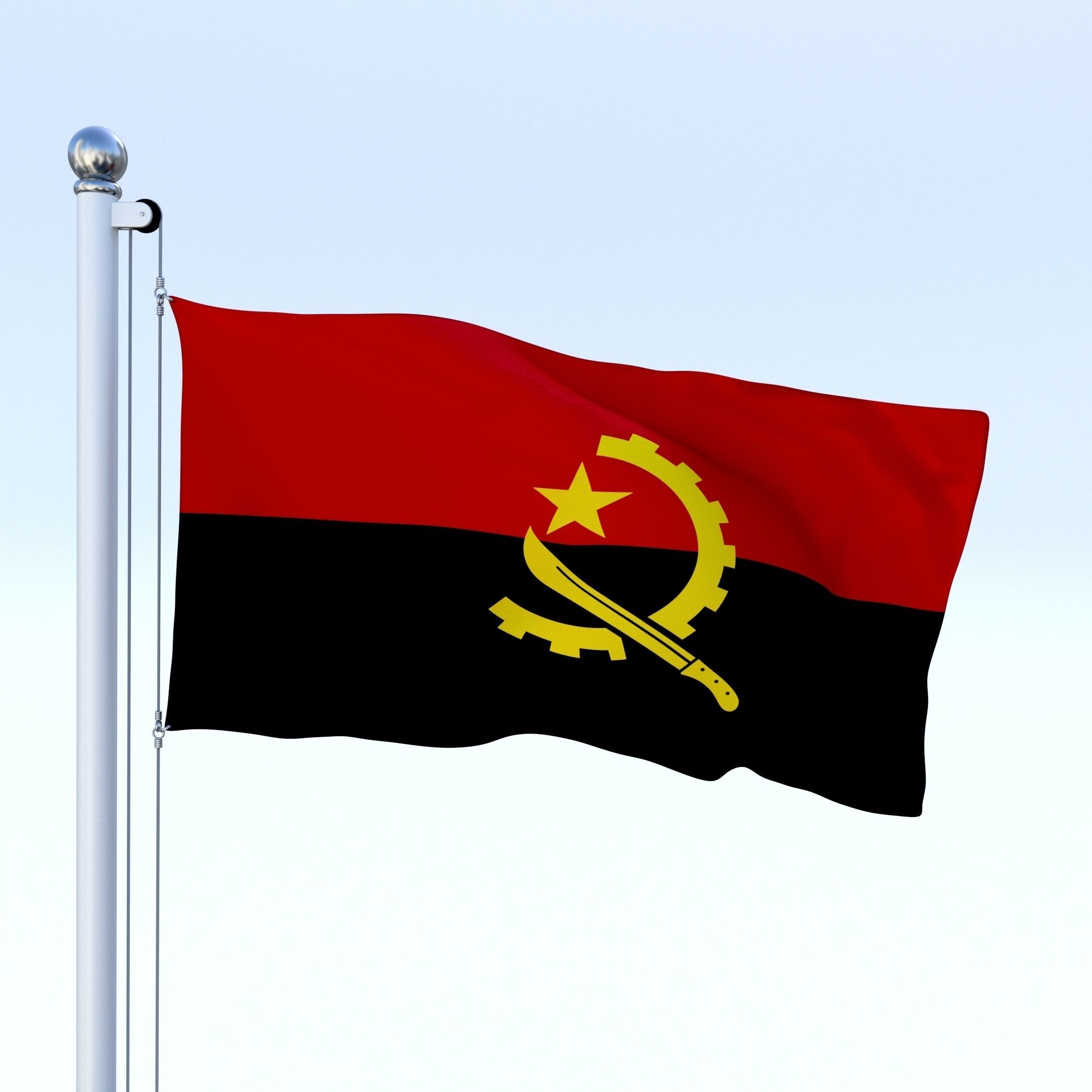 Animated Angola Flag Low-poly 3D model_26
