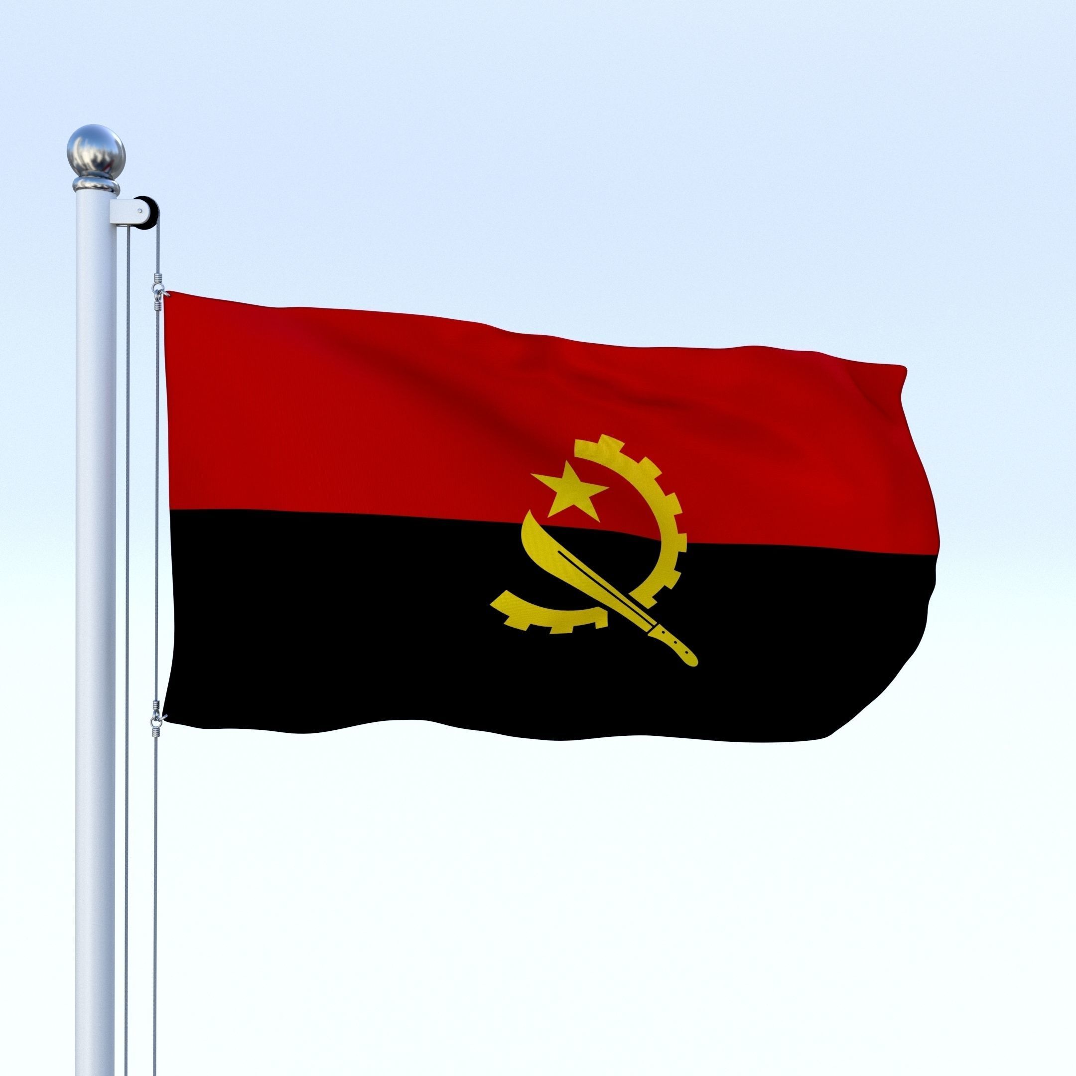 Animated Angola Flag Low-poly 3D model_22