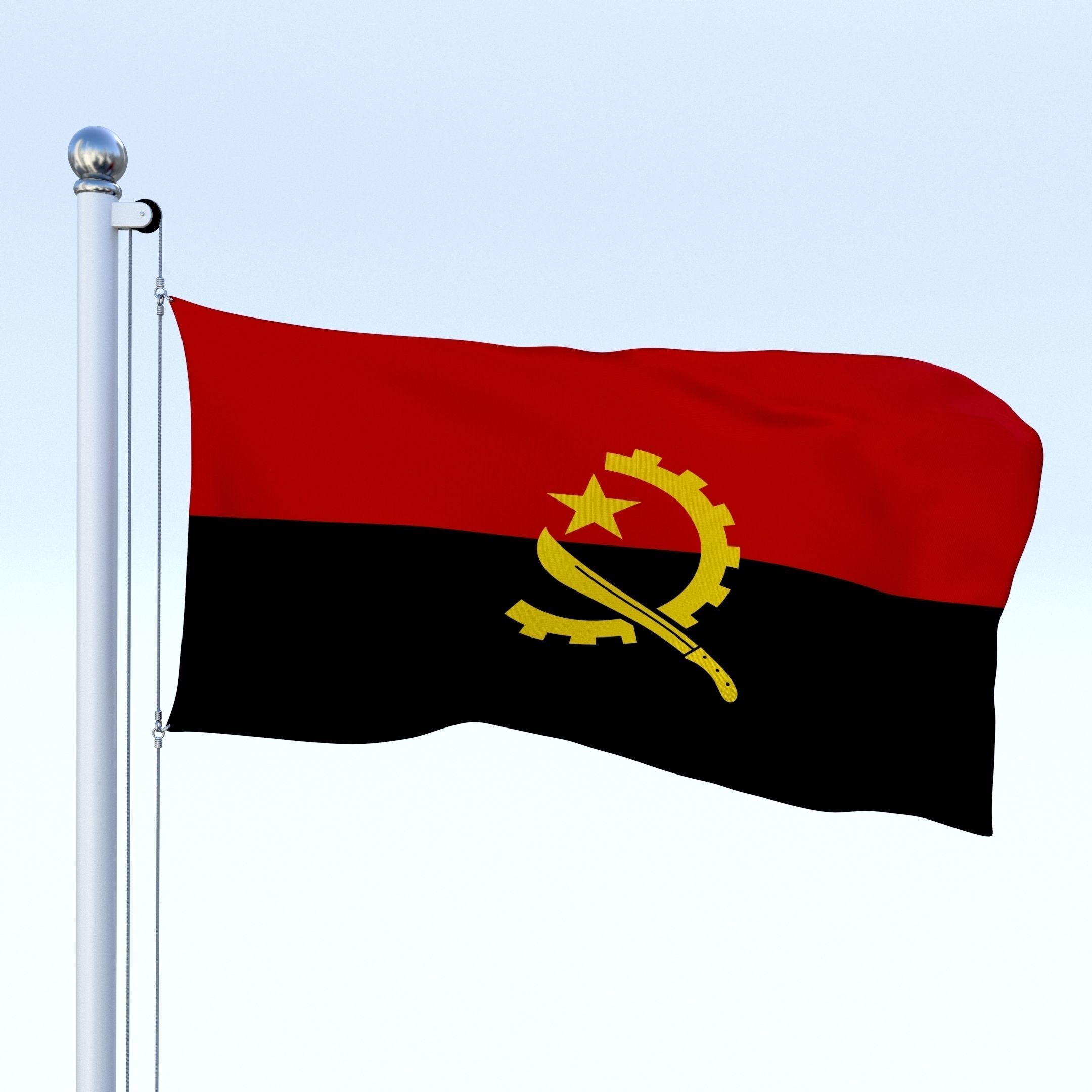 Animated Angola Flag Low-poly 3D model_2