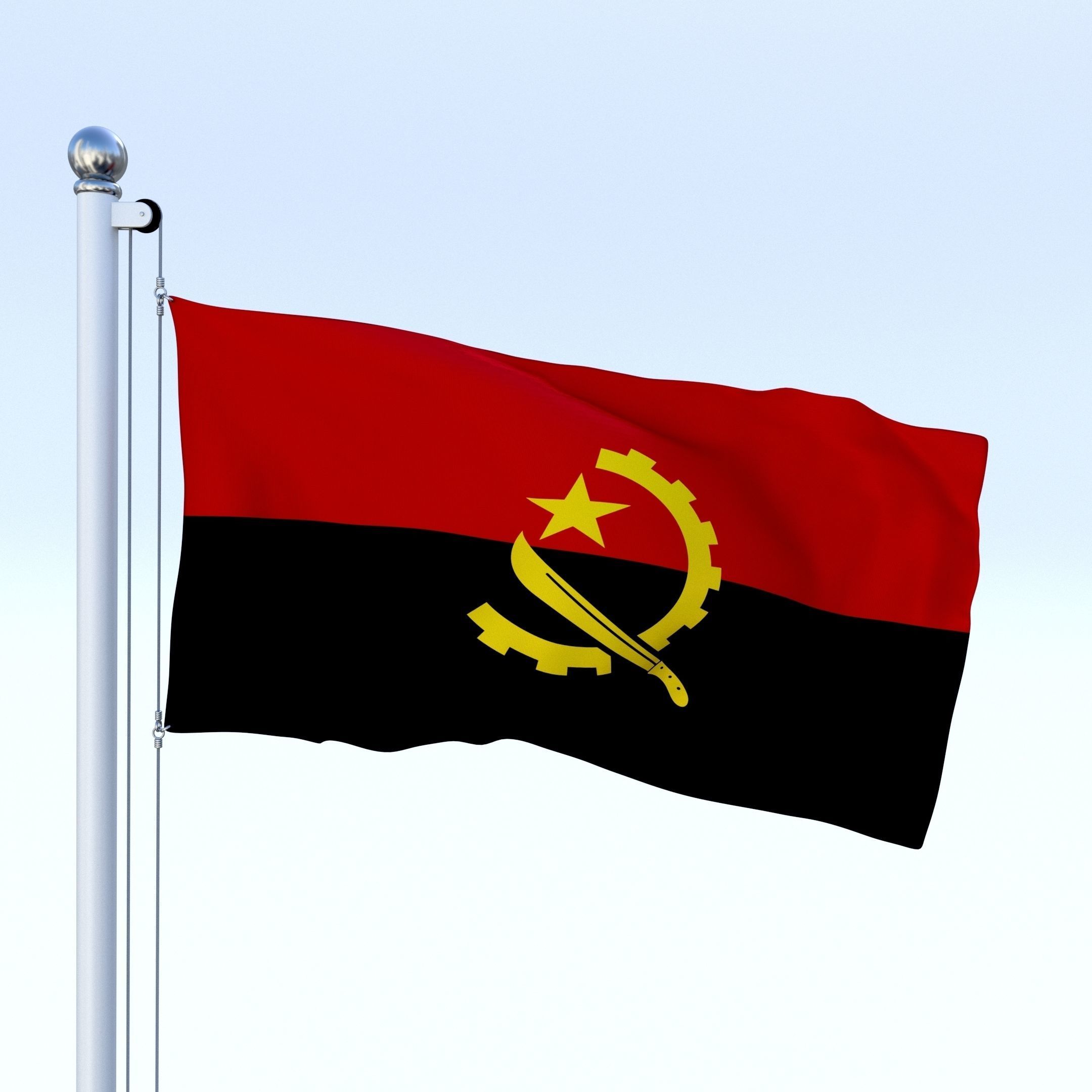 Animated Angola Flag Low-poly 3D model_3