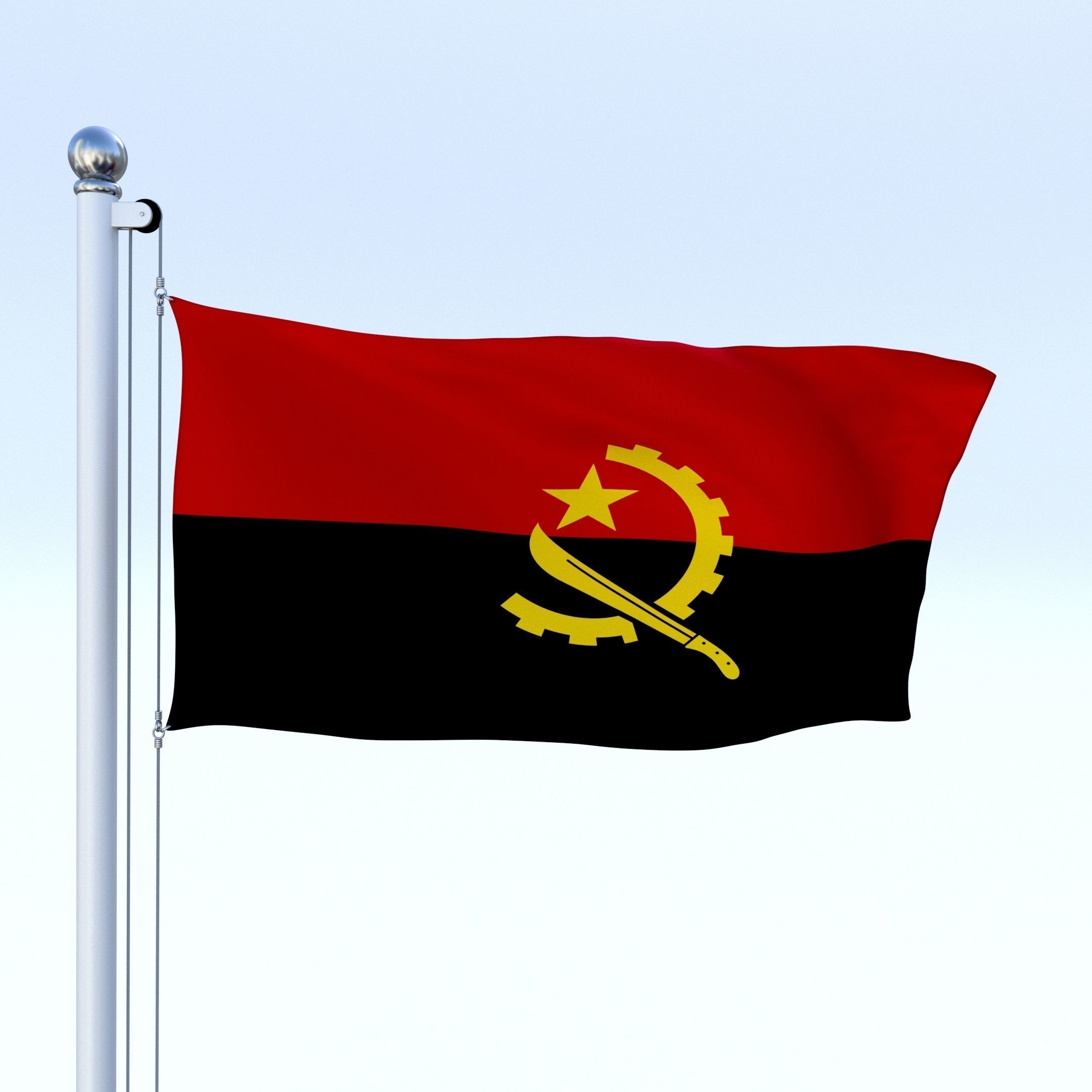 Animated Angola Flag Low-poly 3D model_20