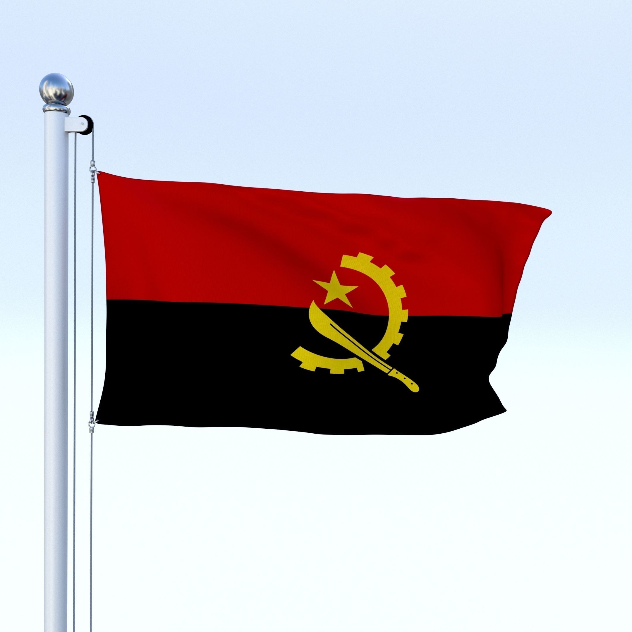 Animated Angola Flag Low-poly 3D model_4