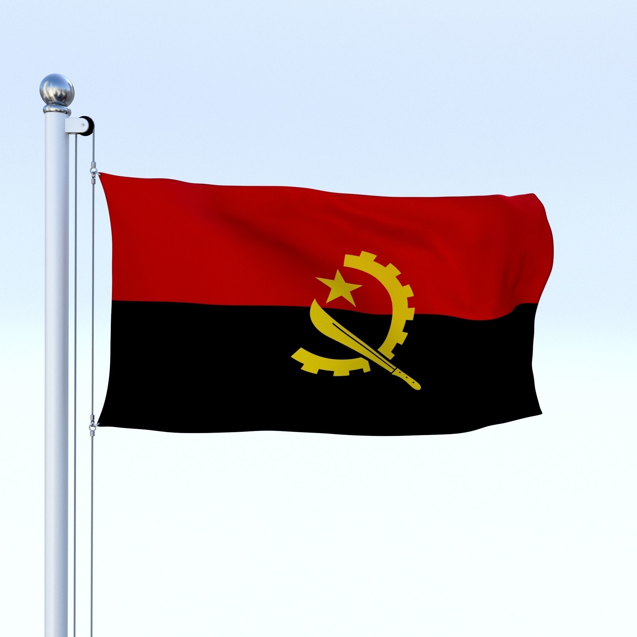 Animated Angola Flag Low-poly 3D model_23