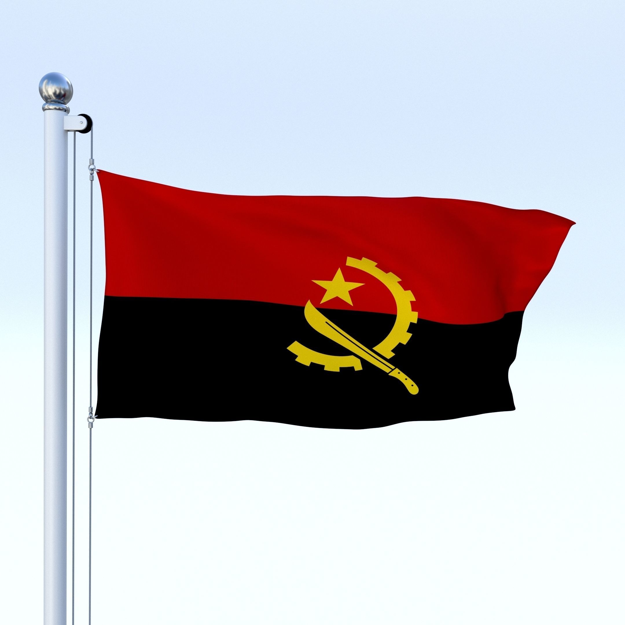 Animated Angola Flag Low-poly 3D model_18