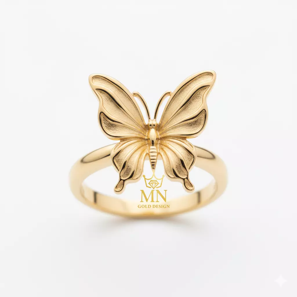 Celeste Butterfly Ring Elegant Minimal Gold 3D print model_1
