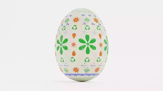 Easter Egg V4 - Traditional Painted Spring Decoration Low-poly 3D model 6
