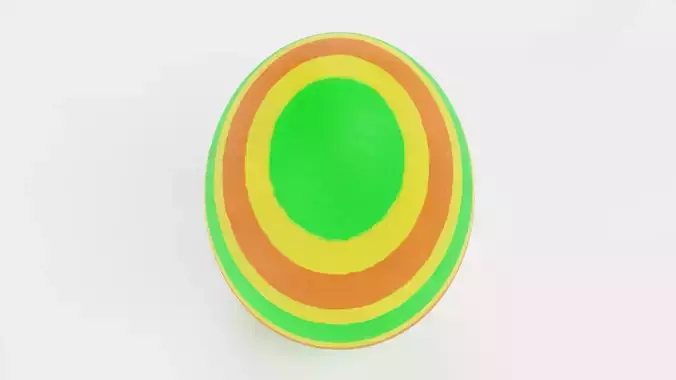 Easter Egg V5 - Traditional Painted Spring Stripe Decoration Low-poly 3D model 4