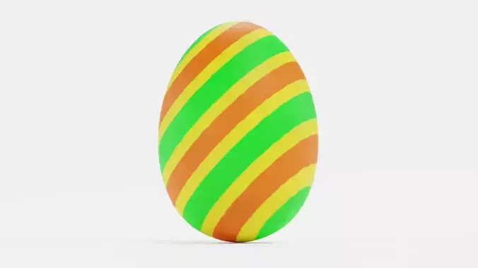 Easter Egg V5 - Traditional Painted Spring Stripe Decoration Low-poly 3D model 3