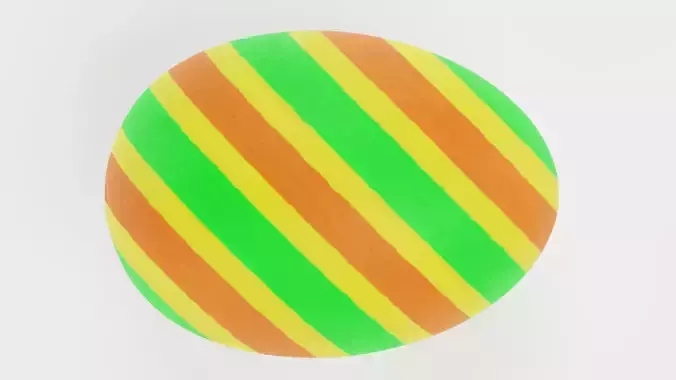 Easter Egg V5 - Traditional Painted Spring Stripe Decoration Low-poly 3D model 6