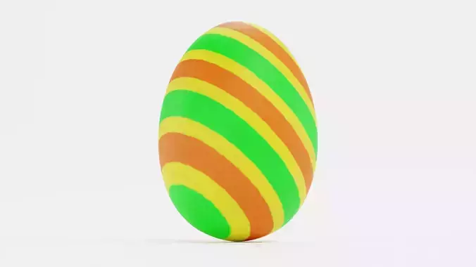 Easter Egg V5 - Traditional Painted Spring Stripe Decoration Low-poly 3D model 2