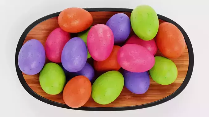Easter Eggs in Bowl - Modern Decorative Arrangement 3D model 3