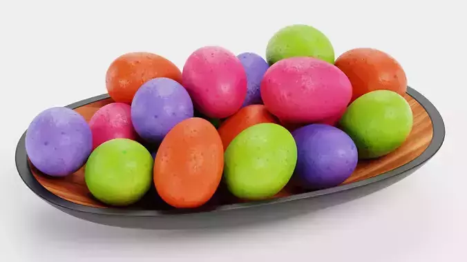 Easter Eggs in Bowl - Modern Decorative Arrangement 3D model 4