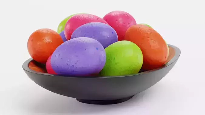 Easter Eggs in Bowl - Modern Decorative Arrangement 3D model 6