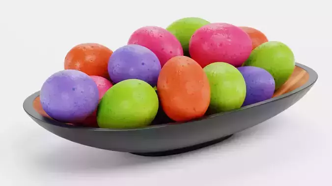 Easter Eggs in Bowl - Modern Decorative Arrangement 3D model 5