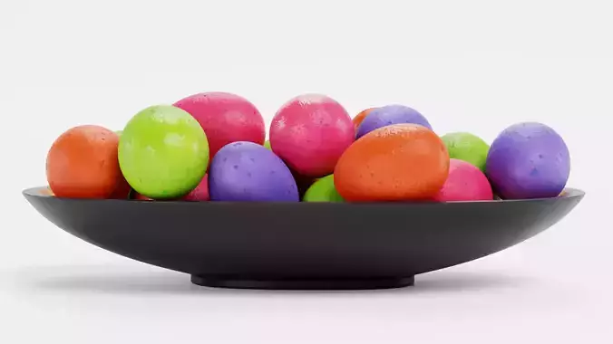 Easter Eggs in Bowl - Modern Decorative Arrangement 3D model 7