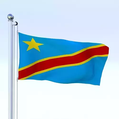 Animated Democratic Republic of Congo Flag Low-poly 3D model