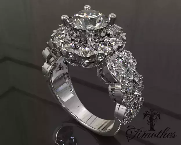 Timothes Diamond Ring 3D JewelryModel Printable 3D FR3