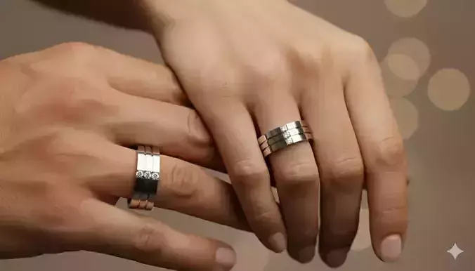 TriBond Wedding Ring Set