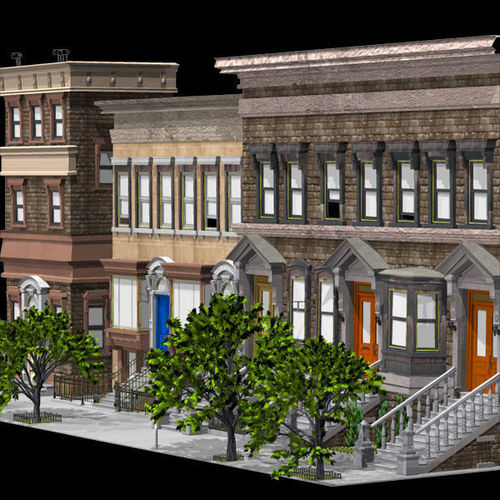 Brownstone Street Scene 1 for iClone 3D model