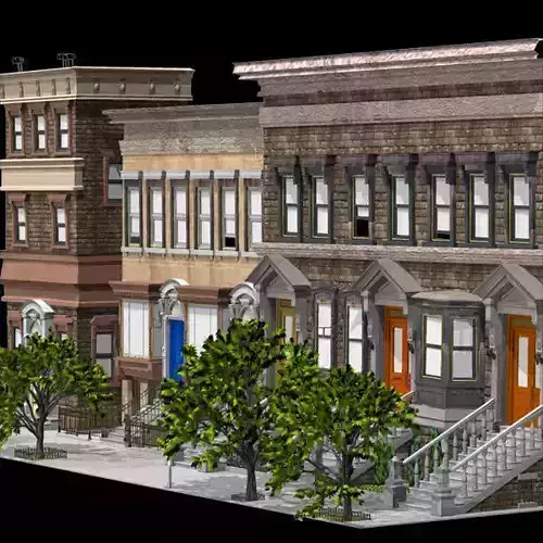 Brownstone Street Scene 1 for iClone 3D model