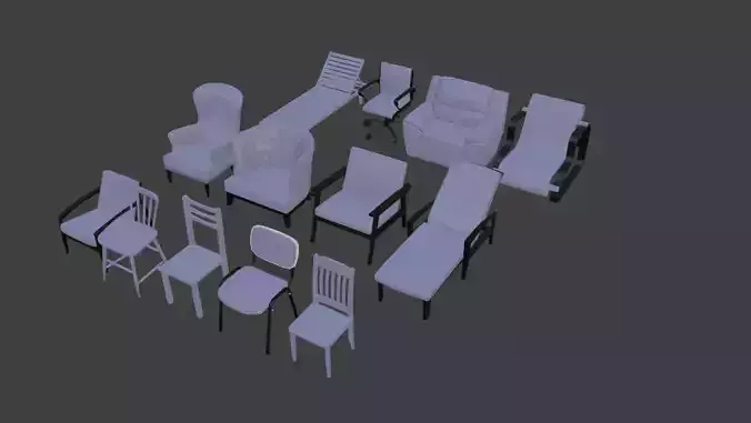 3D Chairs Collection - 13 Unique Furniture Models