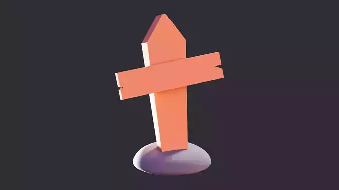 Low Poly Wooden Headstone