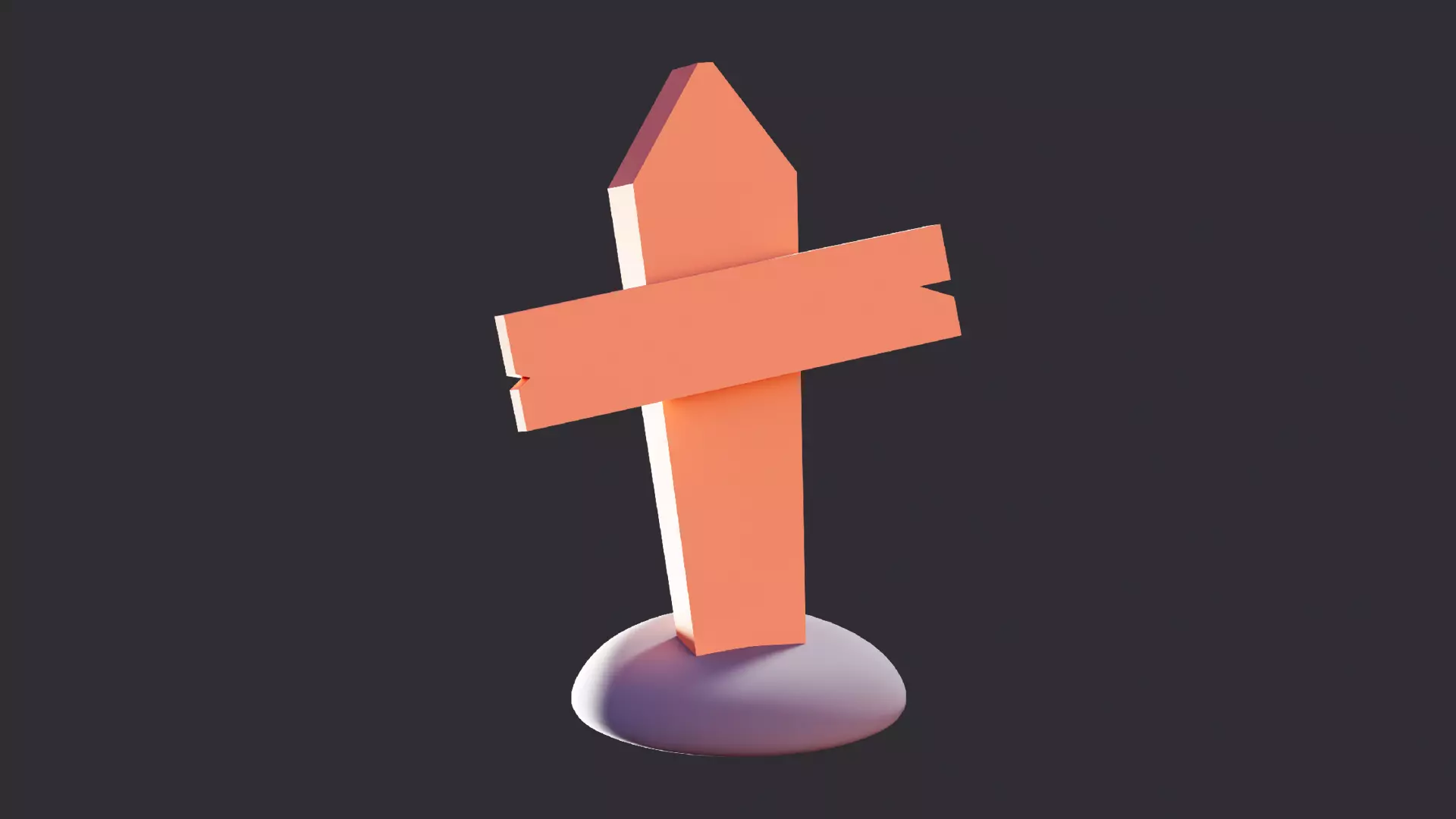 Low Poly Wooden Headstone 3D model_0