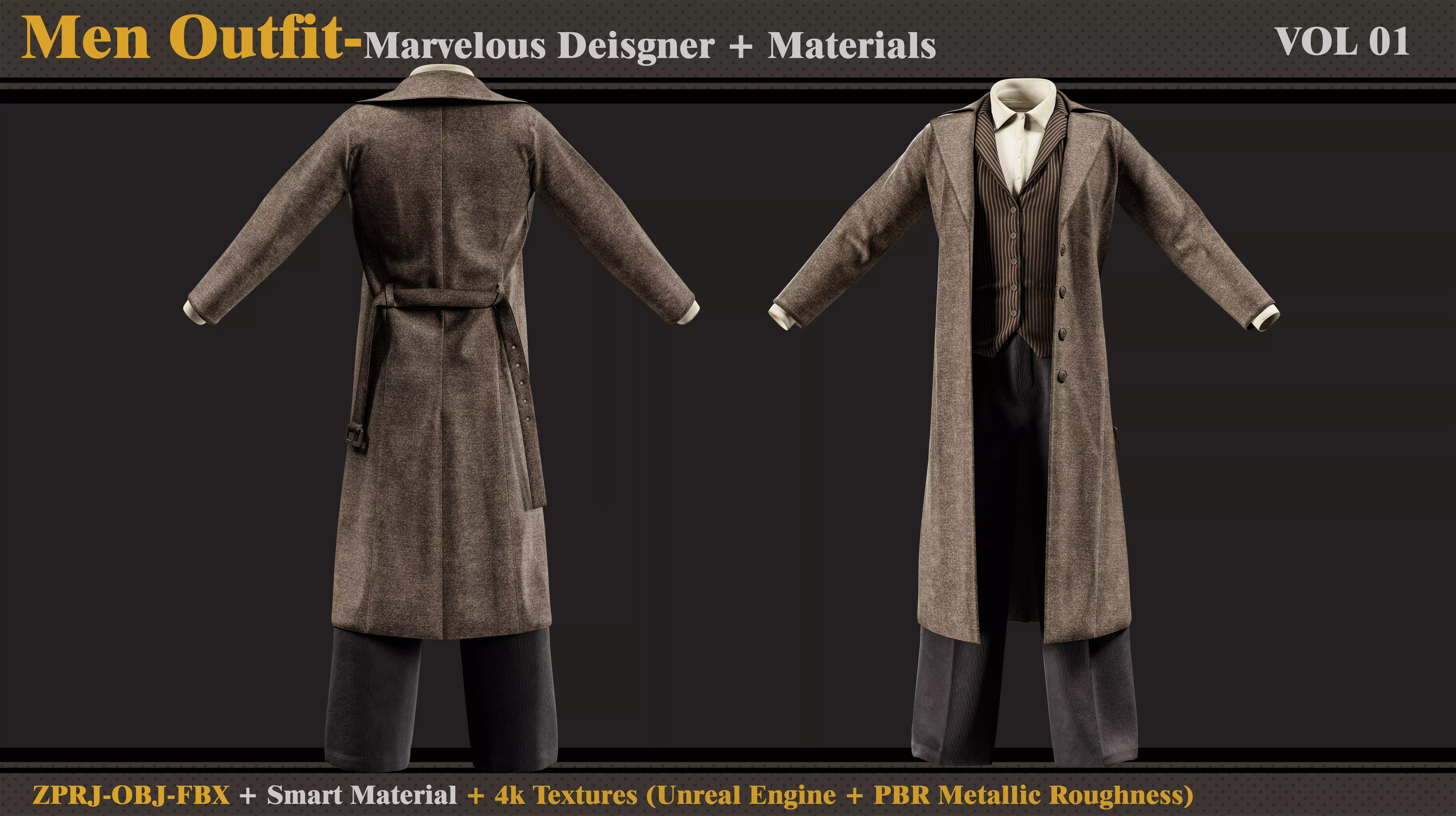 Men Outfit-MD-Clo3d-Smart Material- Textures- OBJ-FBX 3D model_1