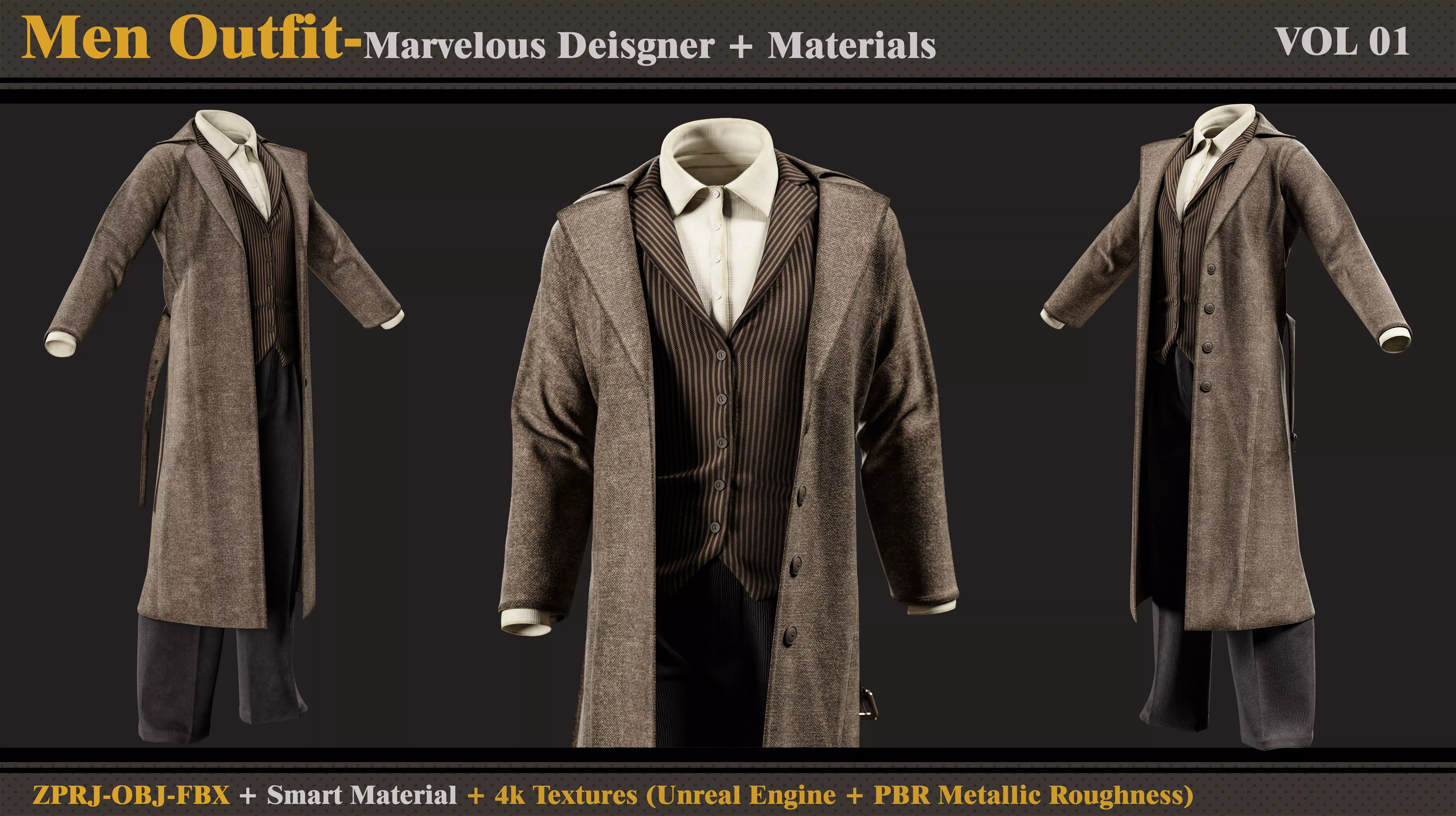 Men Outfit-MD-Clo3d-Smart Material- Textures- OBJ-FBX 3D model_2