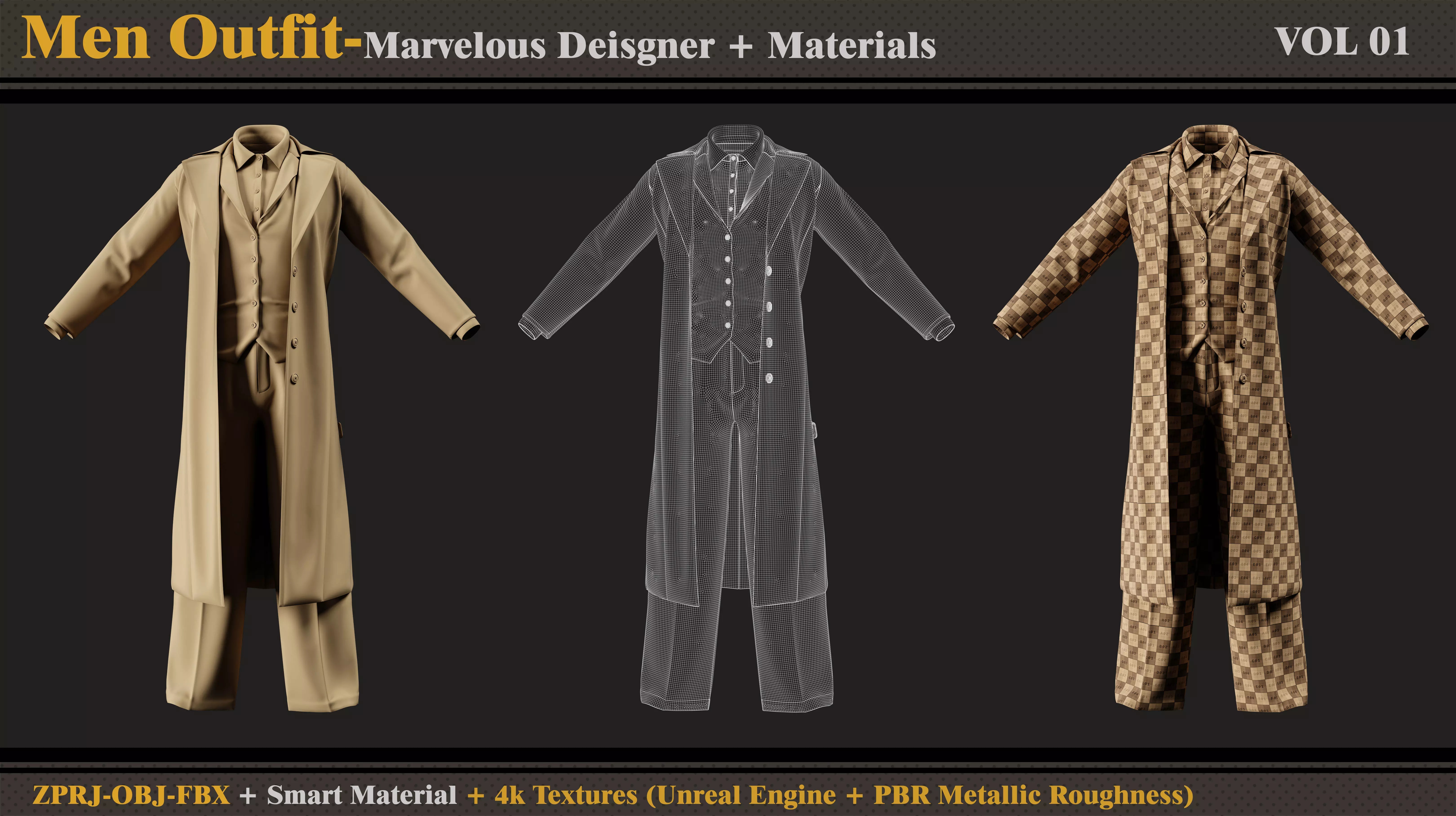 Men Outfit-MD-Clo3d-Smart Material- Textures- OBJ-FBX 3D model_3