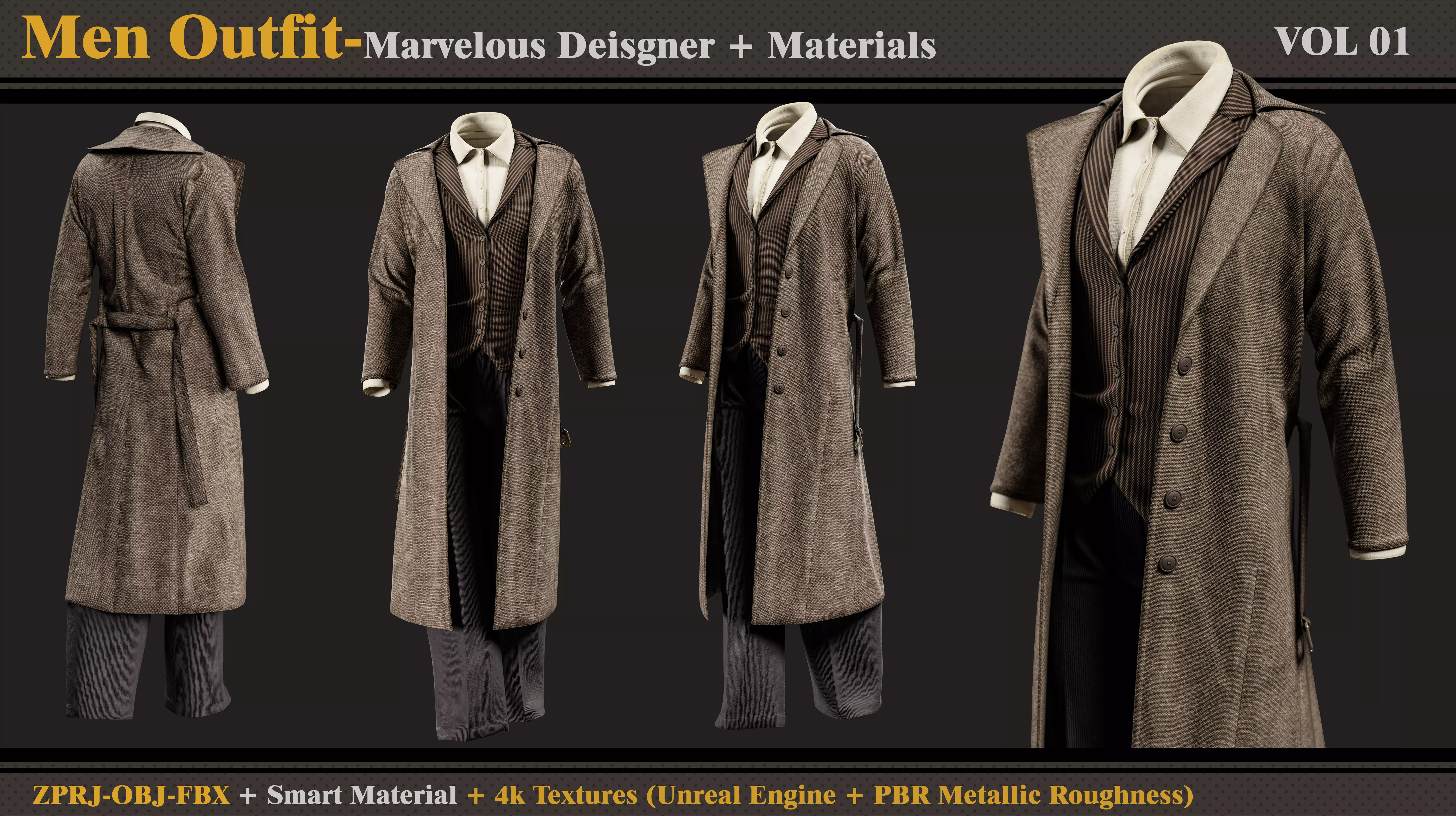 Men Outfit-MD-Clo3d-Smart Material- Textures- OBJ-FBX 3D model_0