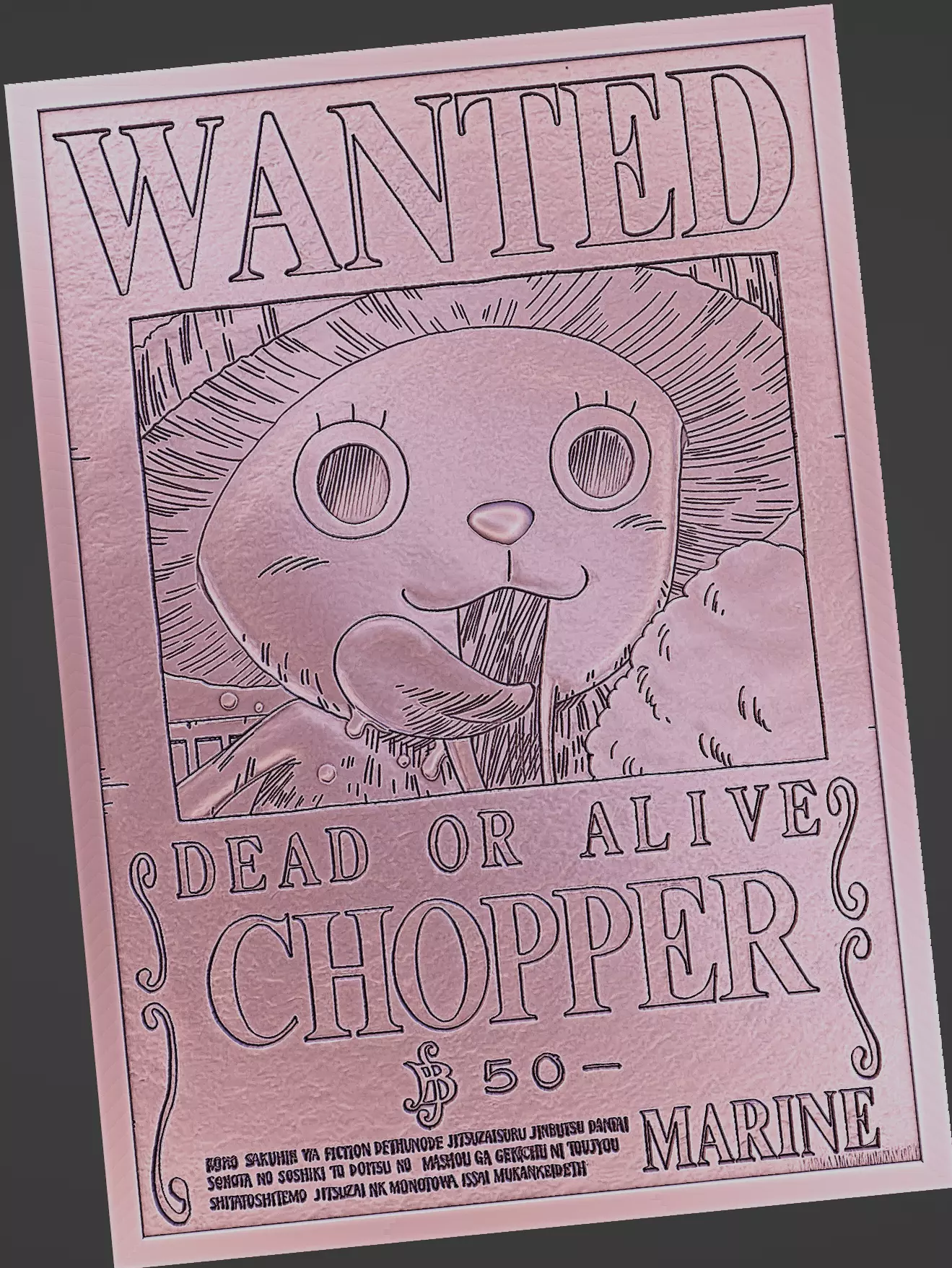 chopper wanted poster - onepiece Free 3D print model