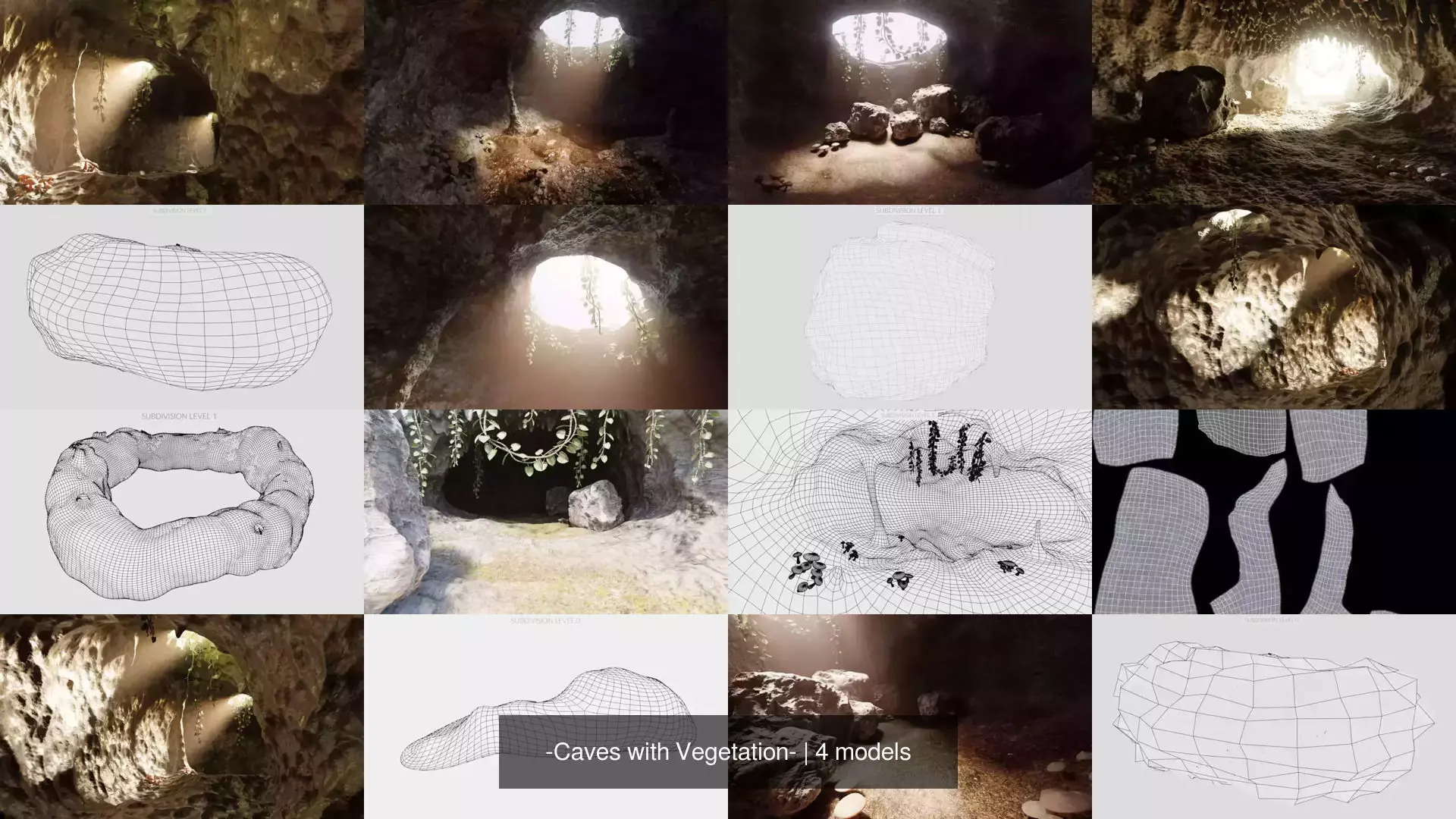 -Caves with Vegetation- 3D Model Collection_1