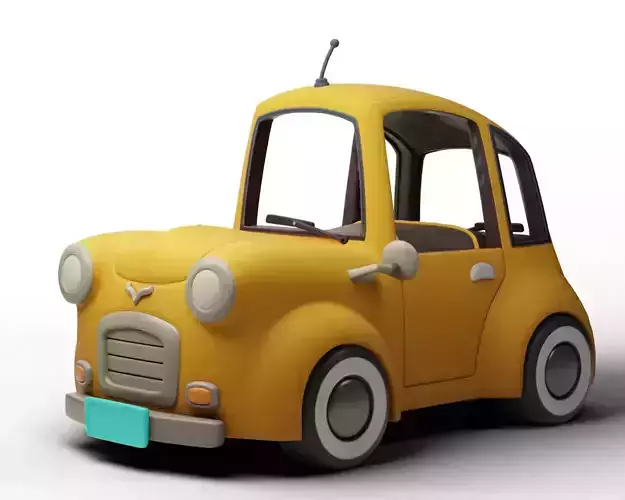 Stylized Cartoon Yellow Car