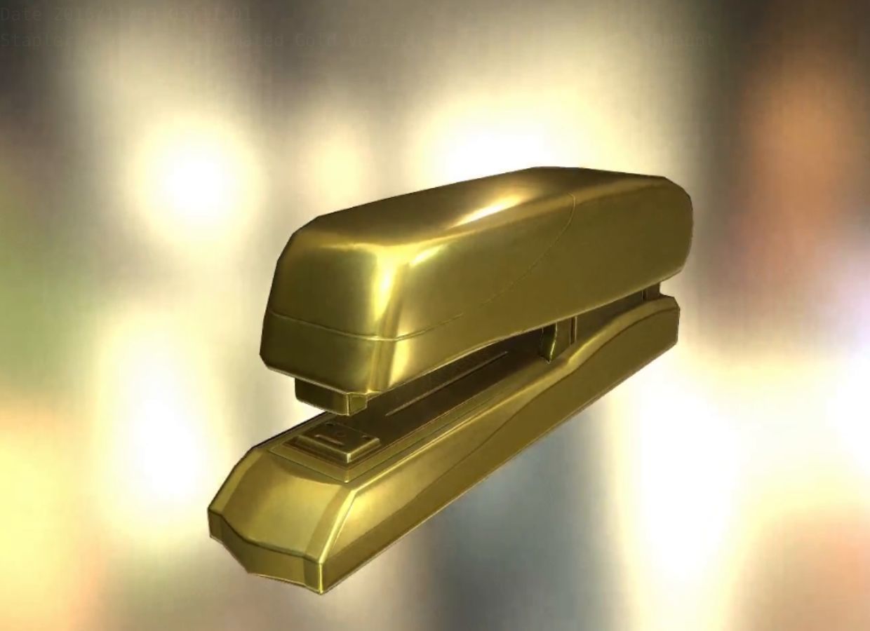 Stapler Rigged And Animated Gold Version Low-poly 3D model_25