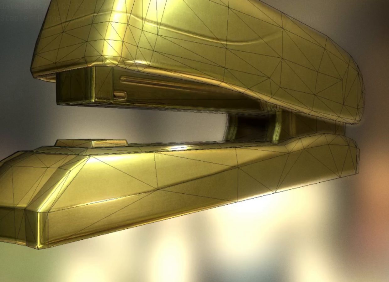 Stapler Rigged And Animated Gold Version Low-poly 3D model_39