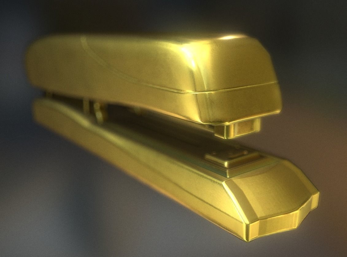 Stapler Rigged And Animated Gold Version Low-poly 3D model_3