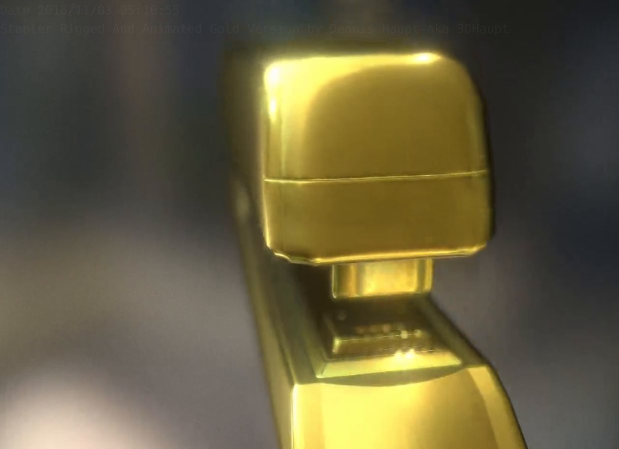 Stapler Rigged And Animated Gold Version Low-poly 3D model_18