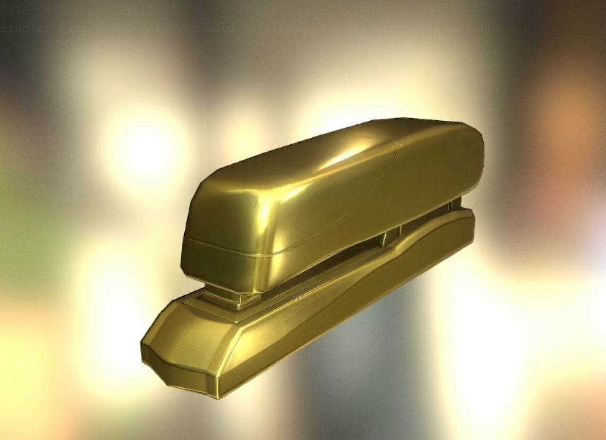 Stapler Rigged And Animated Gold Version Low-poly 3D model_27