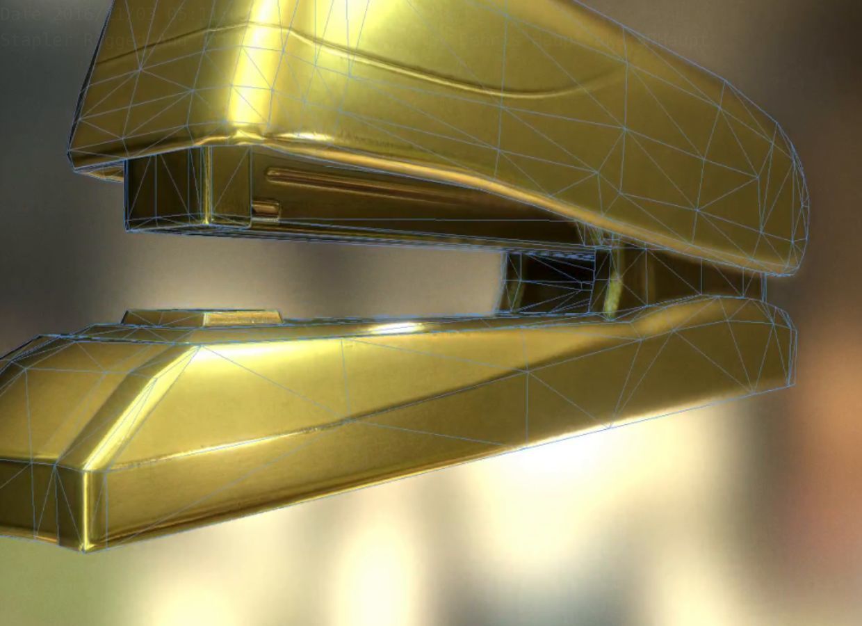 Stapler Rigged And Animated Gold Version Low-poly 3D model_29