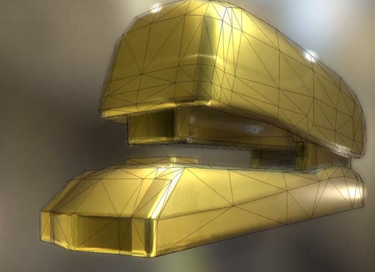 Stapler Rigged And Animated Gold Version Low-poly 3D model_51