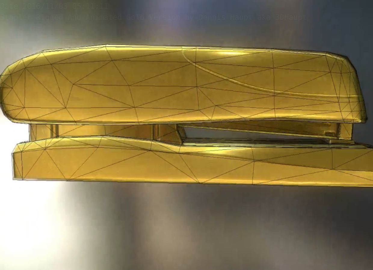 Stapler Rigged And Animated Gold Version Low-poly 3D model_44
