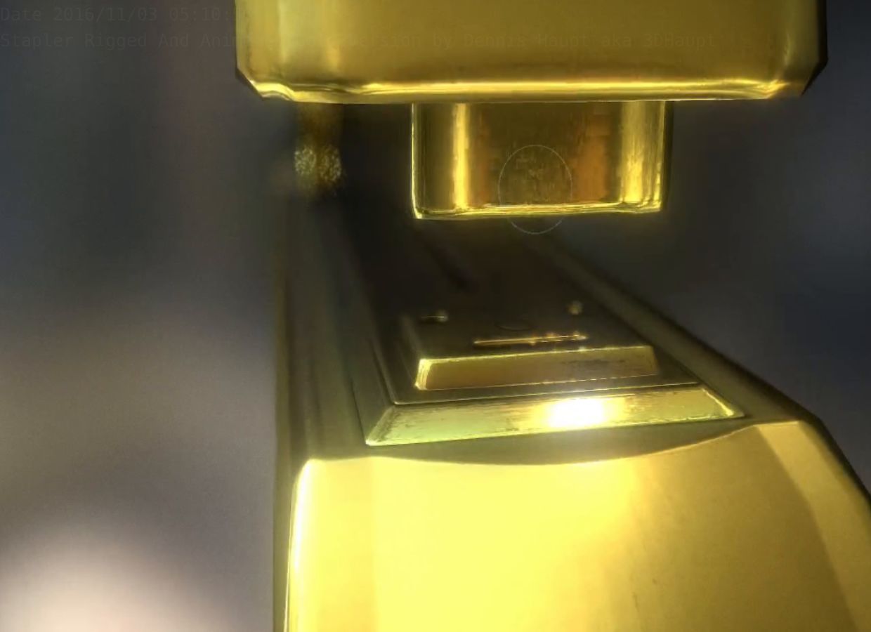 Stapler Rigged And Animated Gold Version Low-poly 3D model_21