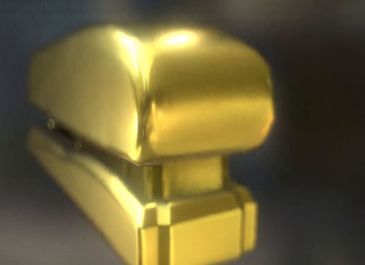 Stapler Rigged And Animated Gold Version Low-poly 3D model_5