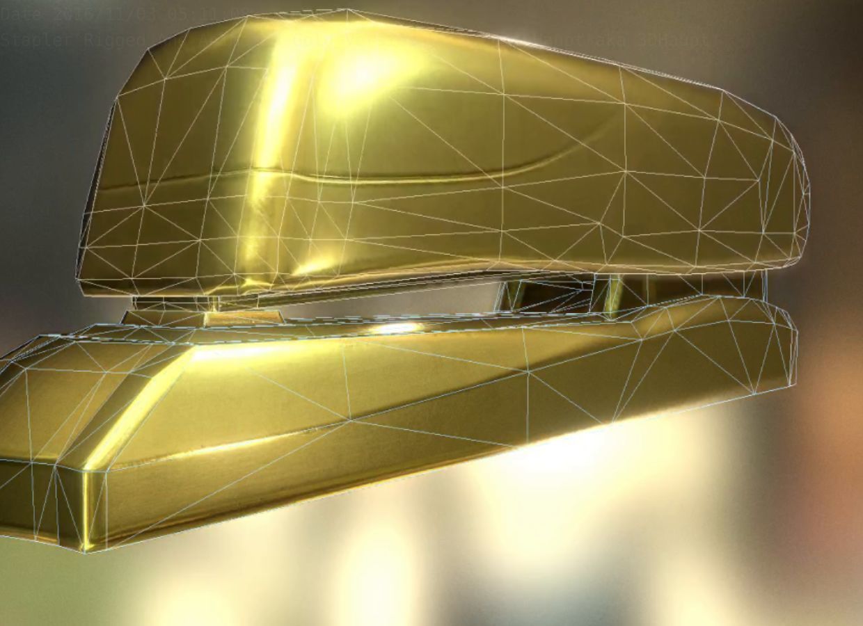 Stapler Rigged And Animated Gold Version Low-poly 3D model_35