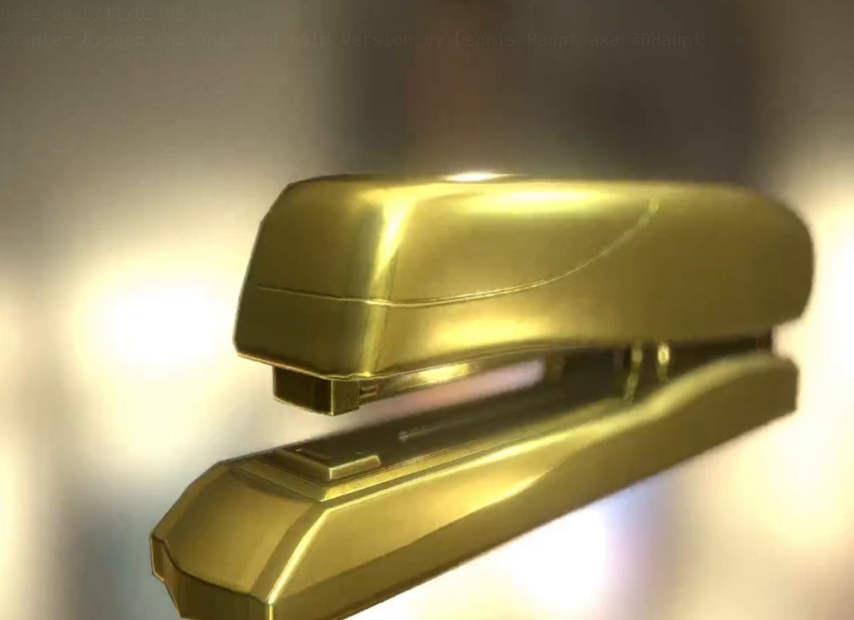 Stapler Rigged And Animated Gold Version Low-poly 3D model_50