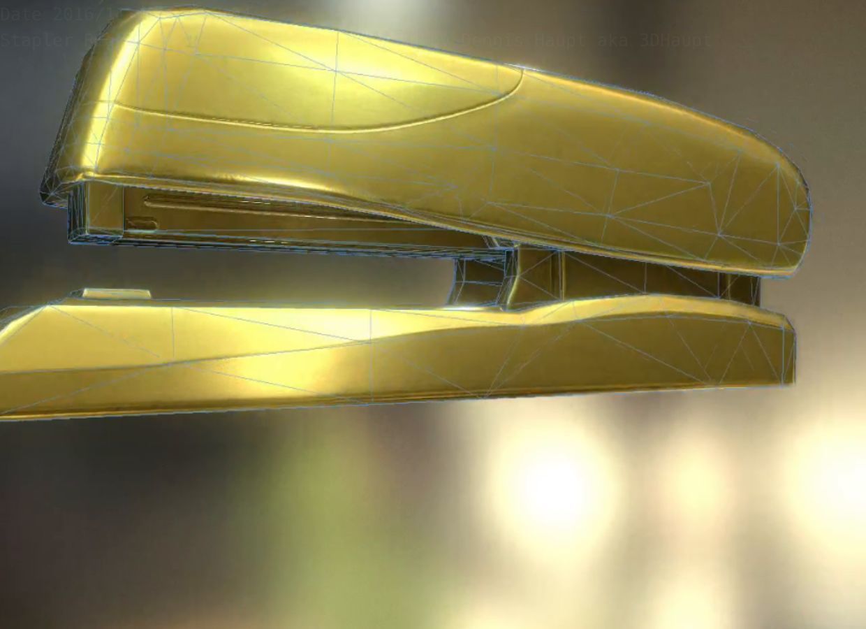 Stapler Rigged And Animated Gold Version Low-poly 3D model_31