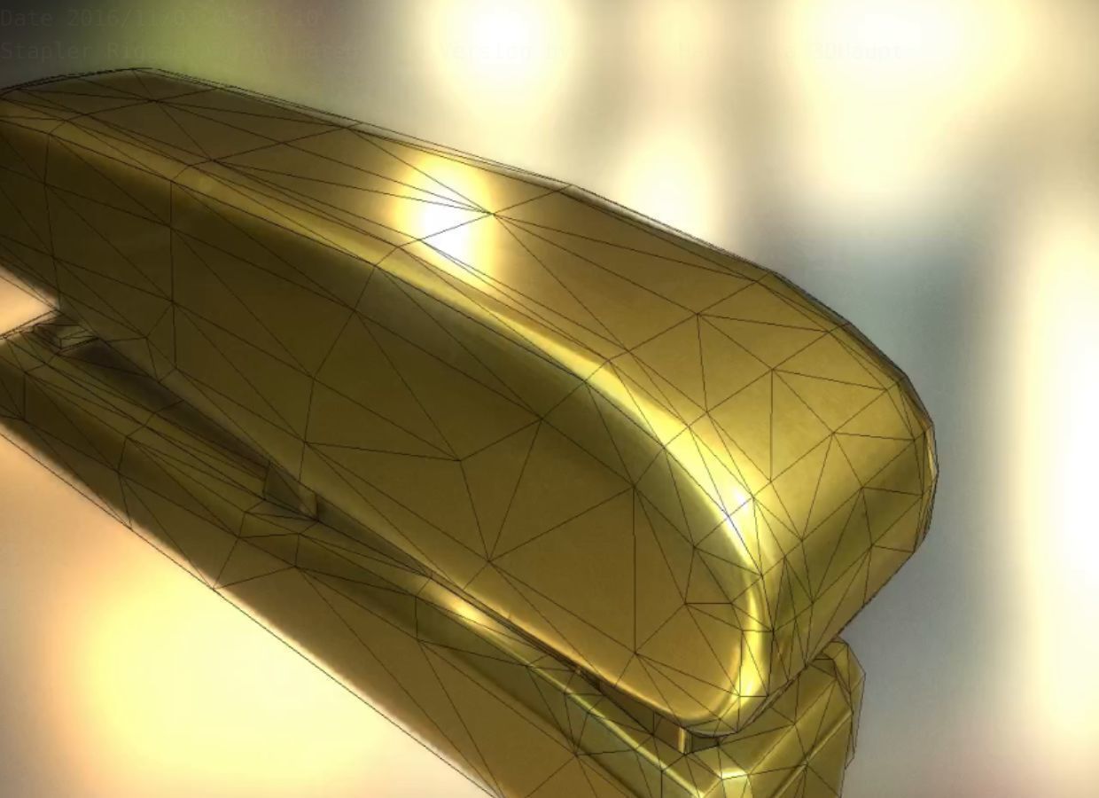 Stapler Rigged And Animated Gold Version Low-poly 3D model_48